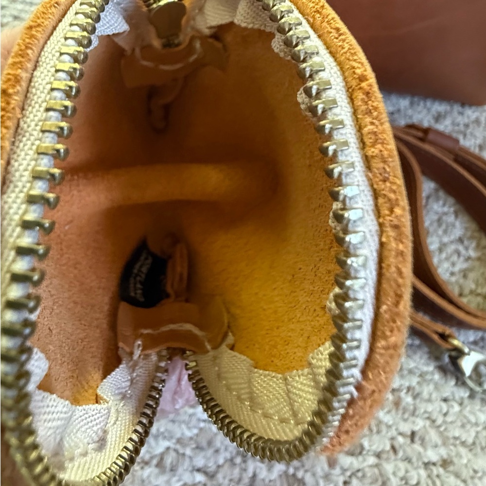 Portland Leather Mini Crossbody Tote Bag (honey) with Fortune Cookie Pouch - Picture 7 of 12